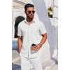 image:imageCOOFANDY Mens Button Down Short Sleeve Shirt Casual Summer Stretch Denim Dress Shirts with PocketWhite