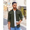 image:imageCOOFANDY Mens Button Down Waffle Shirt Jacket Casual Long Sleeve Shacket Lightweight Overshirts with Flap PocketsArmy Green