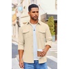 image:imageCOOFANDY Mens Button Down Waffle Shirt Jacket Casual Long Sleeve Shacket Lightweight Overshirts with Flap PocketsBeige
