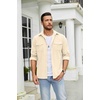 image:imageCOOFANDY Mens Button Down Waffle Shirt Jacket Casual Long Sleeve Shacket Lightweight Overshirts with Flap PocketsBeige