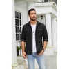 image:imageCOOFANDY Mens Button Down Waffle Shirt Jacket Casual Long Sleeve Shacket Lightweight Overshirts with Flap PocketsBlack