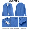 image:imageCOOFANDY Mens Button Down Waffle Shirt Jacket Casual Long Sleeve Shacket Lightweight Overshirts with Flap PocketsBlue