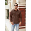 image:imageCOOFANDY Mens Button Down Waffle Shirt Jacket Casual Long Sleeve Shacket Lightweight Overshirts with Flap PocketsBrown