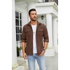 image:imageCOOFANDY Mens Button Down Waffle Shirt Jacket Casual Long Sleeve Shacket Lightweight Overshirts with Flap PocketsBrown