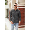 image:imageCOOFANDY Mens Button Down Waffle Shirt Jacket Casual Long Sleeve Shacket Lightweight Overshirts with Flap PocketsDark Gray