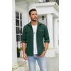 image:imageCOOFANDY Mens Button Down Waffle Shirt Jacket Casual Long Sleeve Shacket Lightweight Overshirts with Flap PocketsDark Green