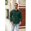 image:imageCOOFANDY Mens Button Down Waffle Shirt Jacket Casual Long Sleeve Shacket Lightweight Overshirts with Flap PocketsDark Green
