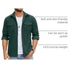 image:imageCOOFANDY Mens Button Down Waffle Shirt Jacket Casual Long Sleeve Shacket Lightweight Overshirts with Flap PocketsDark Green