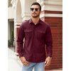 image:imageCOOFANDY Mens Button Down Waffle Shirt Jacket Casual Long Sleeve Shacket Lightweight Overshirts with Flap PocketsDeep Red