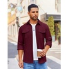 image:imageCOOFANDY Mens Button Down Waffle Shirt Jacket Casual Long Sleeve Shacket Lightweight Overshirts with Flap PocketsDeep Red