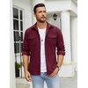 image:imageCOOFANDY Mens Button Down Waffle Shirt Jacket Casual Long Sleeve Shacket Lightweight Overshirts with Flap PocketsDeep Red