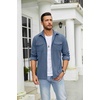 image:imageCOOFANDY Mens Button Down Waffle Shirt Jacket Casual Long Sleeve Shacket Lightweight Overshirts with Flap PocketsDenim Blue
