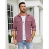 image:imageCOOFANDY Mens Button Down Waffle Shirt Jacket Casual Long Sleeve Shacket Lightweight Overshirts with Flap PocketsGray Purple