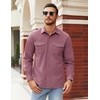 image:imageCOOFANDY Mens Button Down Waffle Shirt Jacket Casual Long Sleeve Shacket Lightweight Overshirts with Flap PocketsGray Purple