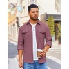 image:imageCOOFANDY Mens Button Down Waffle Shirt Jacket Casual Long Sleeve Shacket Lightweight Overshirts with Flap PocketsGray Purple