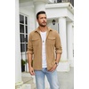 image:imageCOOFANDY Mens Button Down Waffle Shirt Jacket Casual Long Sleeve Shacket Lightweight Overshirts with Flap PocketsKhaki