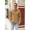 image:imageCOOFANDY Mens Button Down Waffle Shirt Jacket Casual Long Sleeve Shacket Lightweight Overshirts with Flap PocketsKhaki