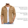image:imageCOOFANDY Mens Button Down Waffle Shirt Jacket Casual Long Sleeve Shacket Lightweight Overshirts with Flap PocketsKhaki