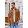 image:imageCOOFANDY Mens Button Down Waffle Shirt Jacket Casual Long Sleeve Shacket Lightweight Overshirts with Flap PocketsLight Brown
