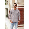 image:imageCOOFANDY Mens Button Down Waffle Shirt Jacket Casual Long Sleeve Shacket Lightweight Overshirts with Flap PocketsLight Gray
