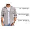 image:imageCOOFANDY Mens Button Down Waffle Shirt Jacket Casual Long Sleeve Shacket Lightweight Overshirts with Flap PocketsLight Gray