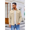 image:imageCOOFANDY Mens Button Down Waffle Shirt Jacket Casual Long Sleeve Shacket Lightweight Overshirts with Flap PocketsLight Khaki