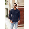 image:imageCOOFANDY Mens Button Down Waffle Shirt Jacket Casual Long Sleeve Shacket Lightweight Overshirts with Flap PocketsNave Blue