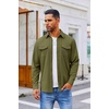 image:imageCOOFANDY Mens Button Down Waffle Shirt Jacket Casual Long Sleeve Shacket Lightweight Overshirts with Flap PocketsOlive Green