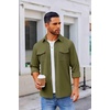 image:imageCOOFANDY Mens Button Down Waffle Shirt Jacket Casual Long Sleeve Shacket Lightweight Overshirts with Flap PocketsOlive Green