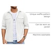image:imageCOOFANDY Mens Button Down Waffle Shirt Jacket Casual Long Sleeve Shacket Lightweight Overshirts with Flap PocketsWhite