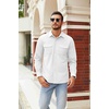 image:imageCOOFANDY Mens Button Down Waffle Shirt Jacket Casual Long Sleeve Shacket Lightweight Overshirts with Flap PocketsWhite