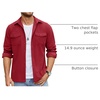 image:imageCOOFANDY Mens Button Down Waffle Shirt Jacket Casual Long Sleeve Shacket Lightweight Overshirts with Flap PocketsWine Red