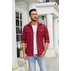 image:imageCOOFANDY Mens Button Down Waffle Shirt Jacket Casual Long Sleeve Shacket Lightweight Overshirts with Flap PocketsWine Red
