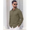 image:imageCOOFANDY Mens Casual Button Down Shirts Long Sleeve Untucked Shirts Vintage Denim Dress ShirtArmy Green