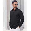image:imageCOOFANDY Mens Casual Button Down Shirts Long Sleeve Untucked Shirts Vintage Denim Dress ShirtBlack Greytextured