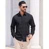 image:imageCOOFANDY Mens Casual Button Down Shirts Long Sleeve Untucked Shirts Vintage Denim Dress ShirtBlack Greytextured