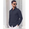 image:imageCOOFANDY Mens Casual Button Down Shirts Long Sleeve Untucked Shirts Vintage Denim Dress ShirtNavy Blue