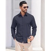 image:imageCOOFANDY Mens Casual Button Down Shirts Long Sleeve Untucked Shirts Vintage Denim Dress ShirtNavy Blue
