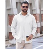 image:imageCOOFANDY Mens Casual Button Down Shirts Long Sleeve Untucked Shirts Vintage Denim Dress ShirtWhite