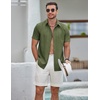 image:imageCOOFANDY Mens Casual Button Down Shirts Short Sleeve Summer Beach Textured ShirtsArmy Green