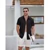 image:imageCOOFANDY Mens Casual Button Down Shirts Short Sleeve Summer Beach Textured ShirtsBlack
