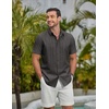 image:imageCOOFANDY Mens Casual Button Down Shirts Short Sleeve Summer Beach Textured ShirtsDark Grey