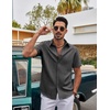 image:imageCOOFANDY Mens Casual Button Down Shirts Short Sleeve Summer Beach Textured ShirtsDark Grey