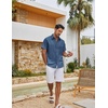 image:imageCOOFANDY Mens Casual Button Down Shirts Short Sleeve Summer Beach Textured ShirtsGray Blue