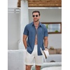 image:imageCOOFANDY Mens Casual Button Down Shirts Short Sleeve Summer Beach Textured ShirtsGray Blue