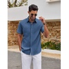 image:imageCOOFANDY Mens Casual Button Down Shirts Short Sleeve Summer Beach Textured ShirtsGray Blue