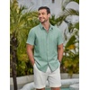 image:imageCOOFANDY Mens Casual Button Down Shirts Short Sleeve Summer Beach Textured ShirtsIce Green