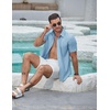 image:imageCOOFANDY Mens Casual Button Down Shirts Short Sleeve Summer Beach Textured ShirtsLight Blue