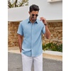 image:imageCOOFANDY Mens Casual Button Down Shirts Short Sleeve Summer Beach Textured ShirtsLight Blue