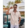 image:imageCOOFANDY Mens Casual Button Down Shirts Short Sleeve Summer Beach Textured ShirtsLight Moon Grey